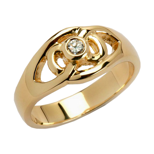 Gold Celtic Knot Ring with Diamond - 14K Gold Diamond Jewelry